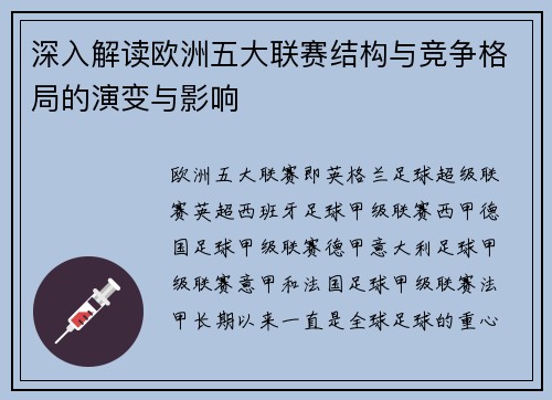 深入解读欧洲五大联赛结构与竞争格局的演变与影响