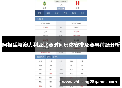 阿根廷与澳大利亚比赛时间具体安排及赛事前瞻分析