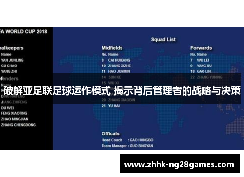 破解亚足联足球运作模式 揭示背后管理者的战略与决策 破解亚足联足球运作模式 揭示背后管理者的战略与决策